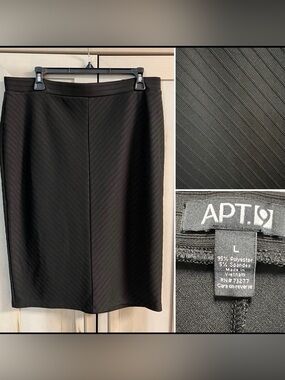Size Large-Black Skirt-Pleated- Stretch-26"-Comfortable- Apt. 9 MSRP $40